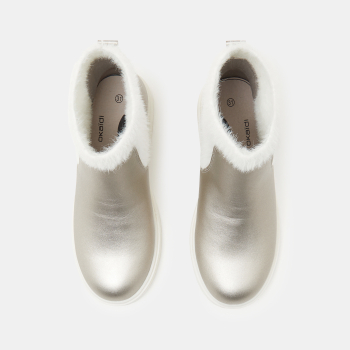 حذاء بوت مطاطي باللون الرمادي اللامع للفتيات